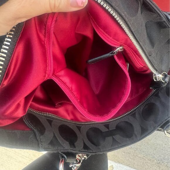 Coach Black Signature Nylon Mia Opaque Chain Tote - Picture 4 of 7